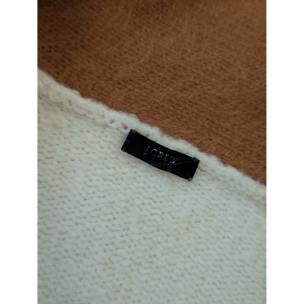 J Crew Cardigan Sweater Shawl Collar Button Front Knit Cream Brown Size S READ! - Picture 4 of 7